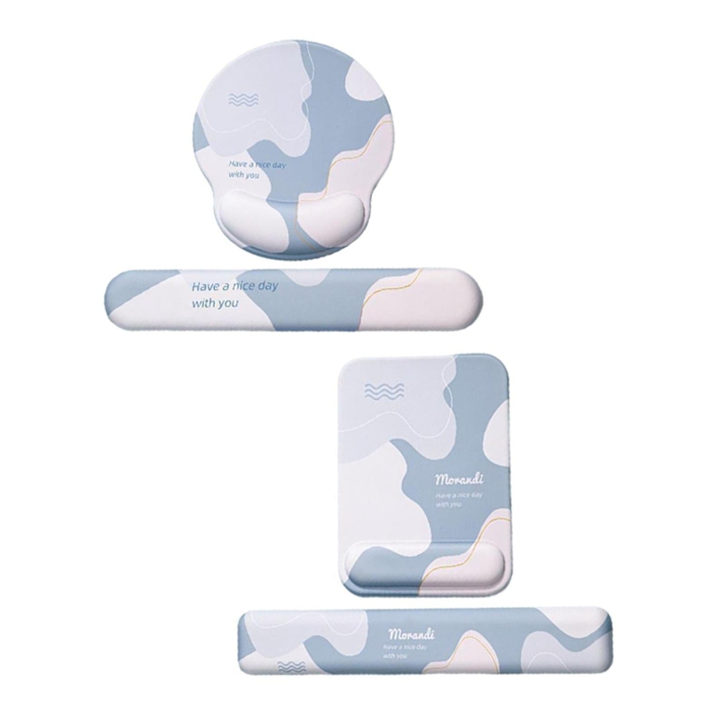 Memory Foam Keyboard and Mouse Wrist Rest Pads Set w/Non Slip Base Round