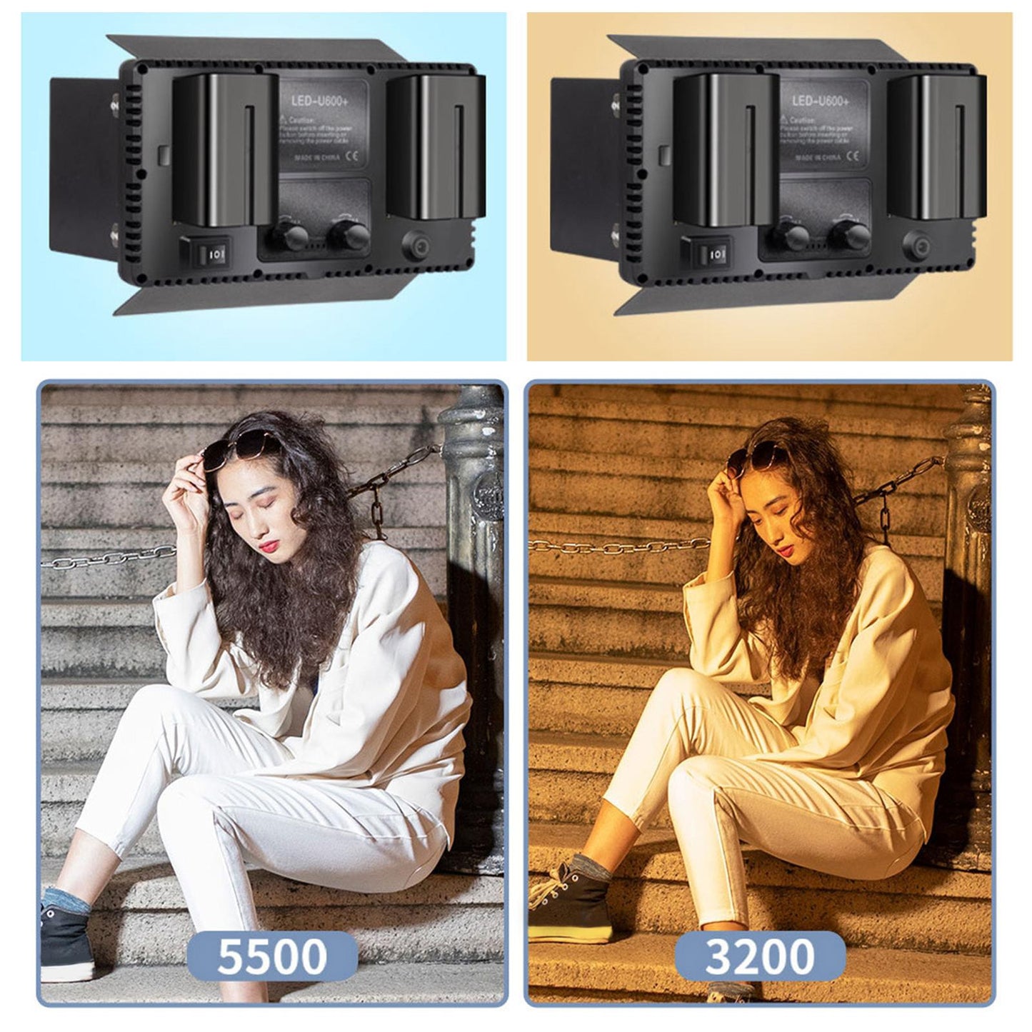 LED Video Light with Tripod Stand for Camera Camcorder Game Streaming B