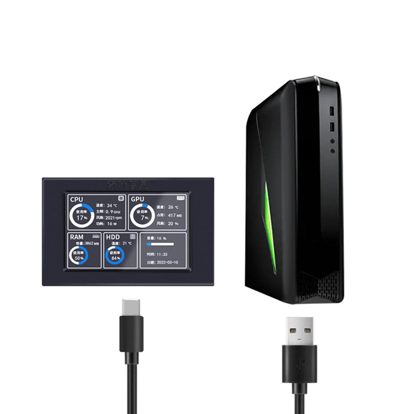 IPS Display for CPU GPU RAM HDD 3.5 inch Temperature Display for Chassis