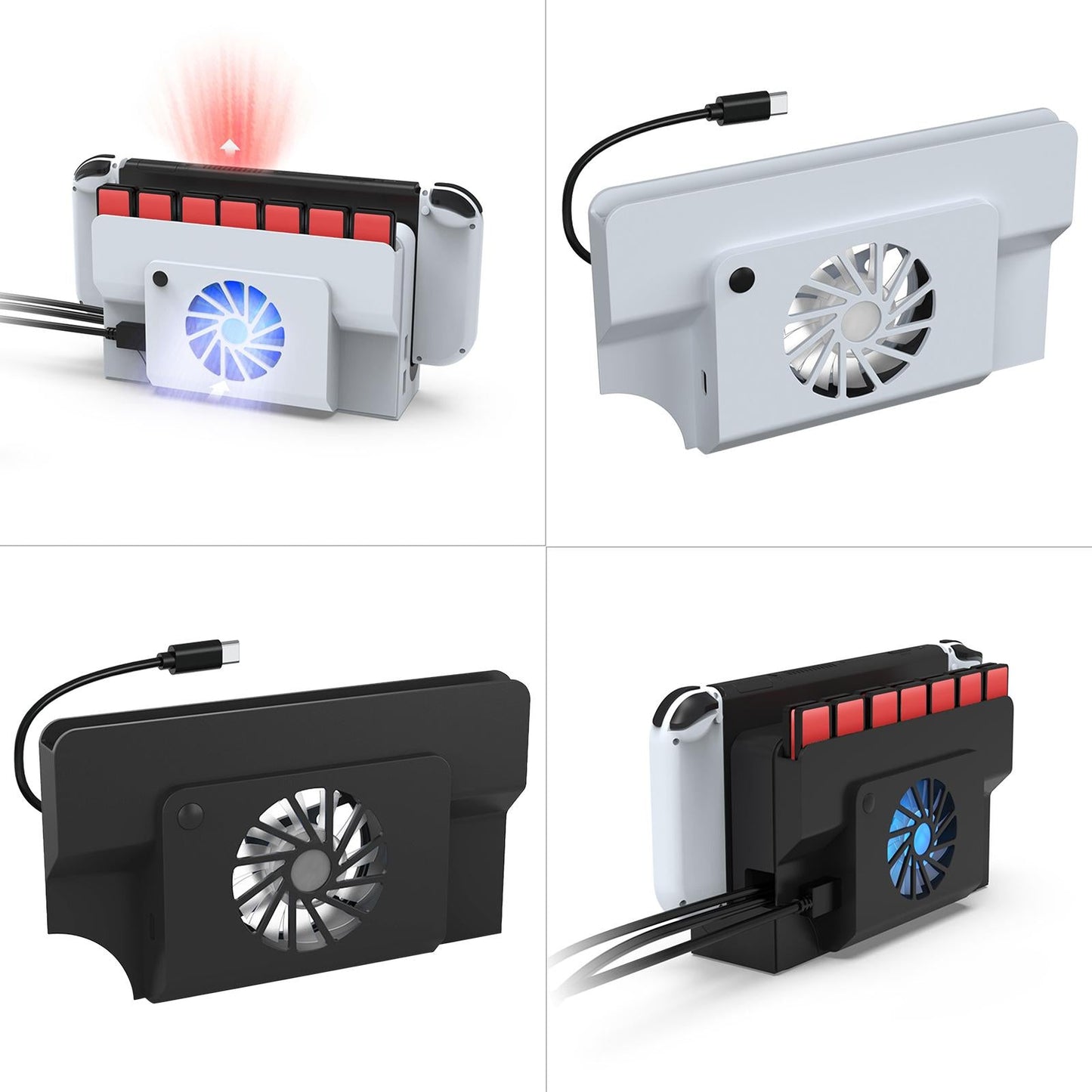 Cooling Fan with Card Slot Docking Station Accessories Upgrade Parts Cooler White