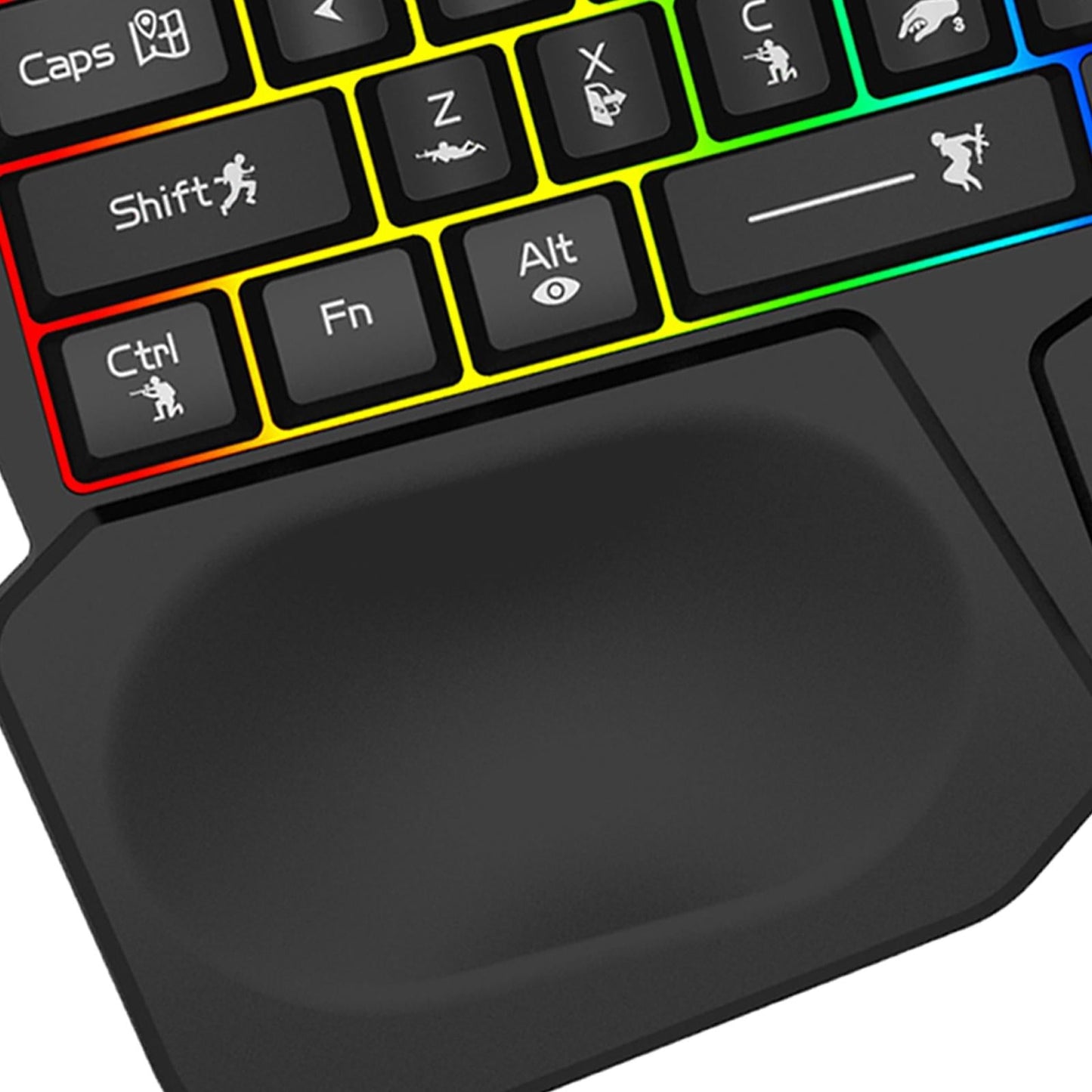 Gaming Keypad Single Handed RGB 35 Keys Small with Wrist Rest for Tablet
