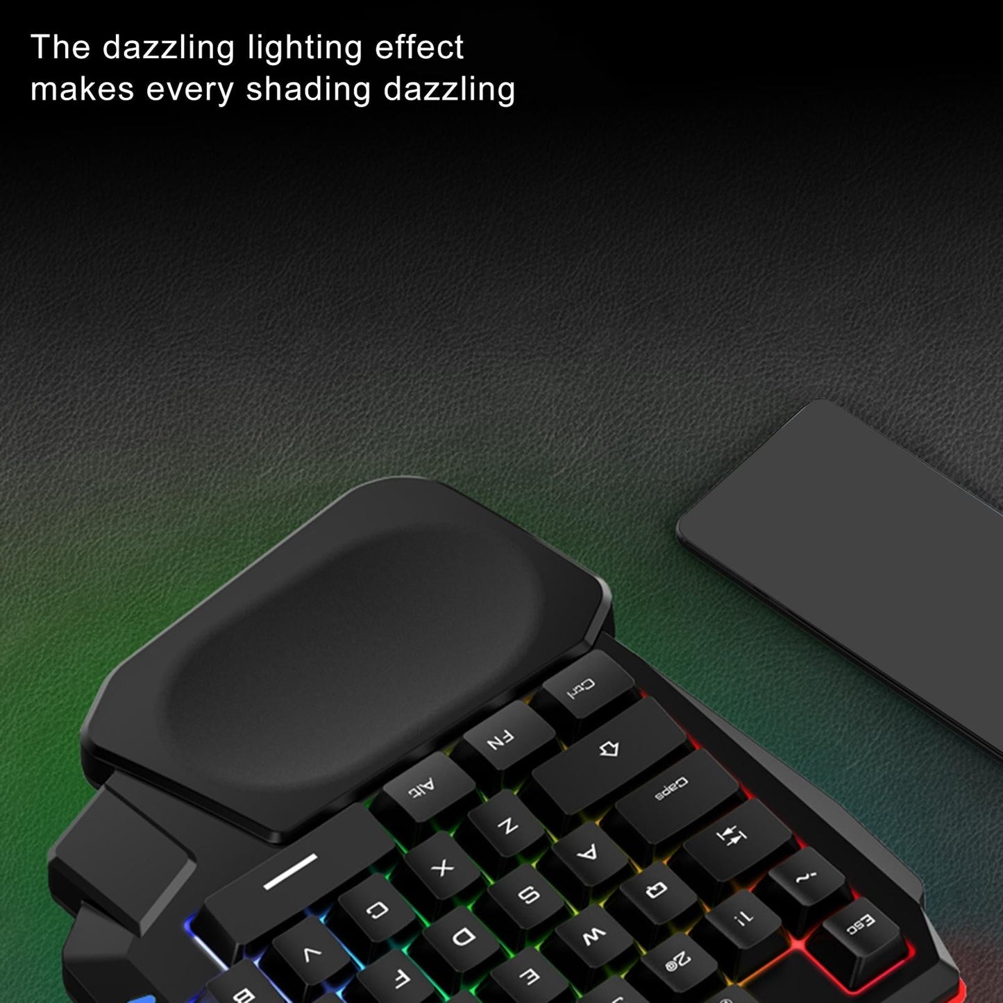 Gaming Keypad Single Handed RGB 35 Keys Small with Wrist Rest for Tablet