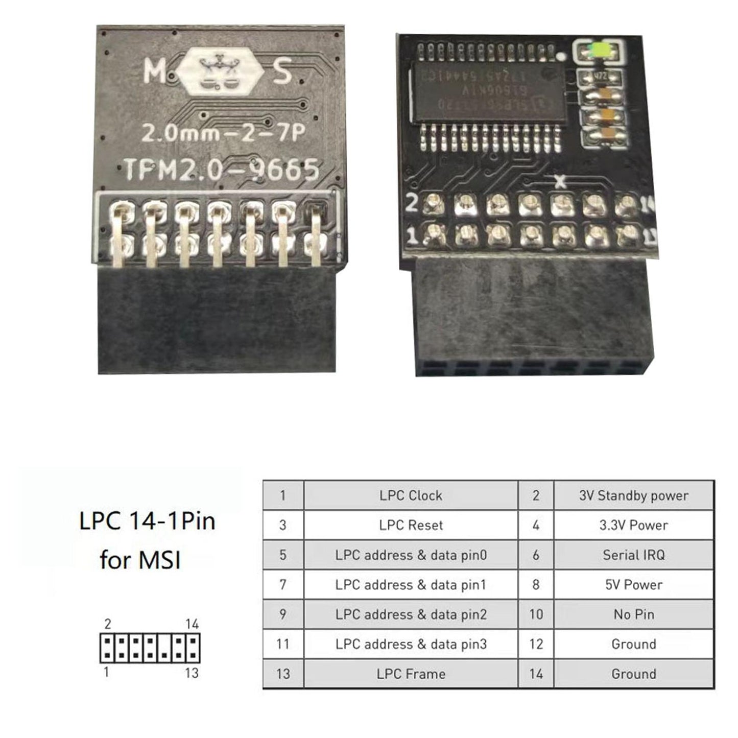Lpc Tpm 2.0 Module Board Cryptographic Processor for MSI for Gigabyte C