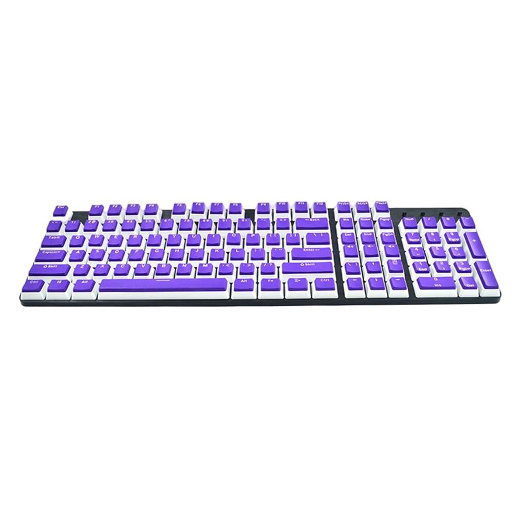 Pudding Keycaps Set 104Keys Doubleshot for Office Home Gaming Typing Purple