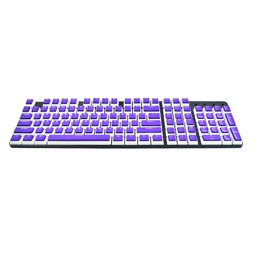 Pudding Keycaps Set 104Keys Doubleshot for Office Home Gaming Typing Purple