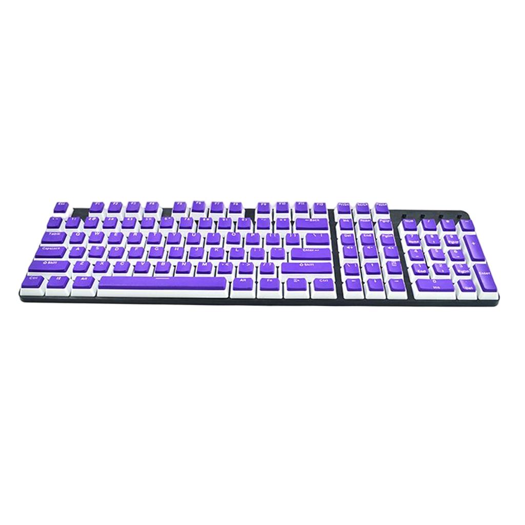 Pudding Keycaps Set 104Keys Doubleshot for Office Home Gaming Typing Purple