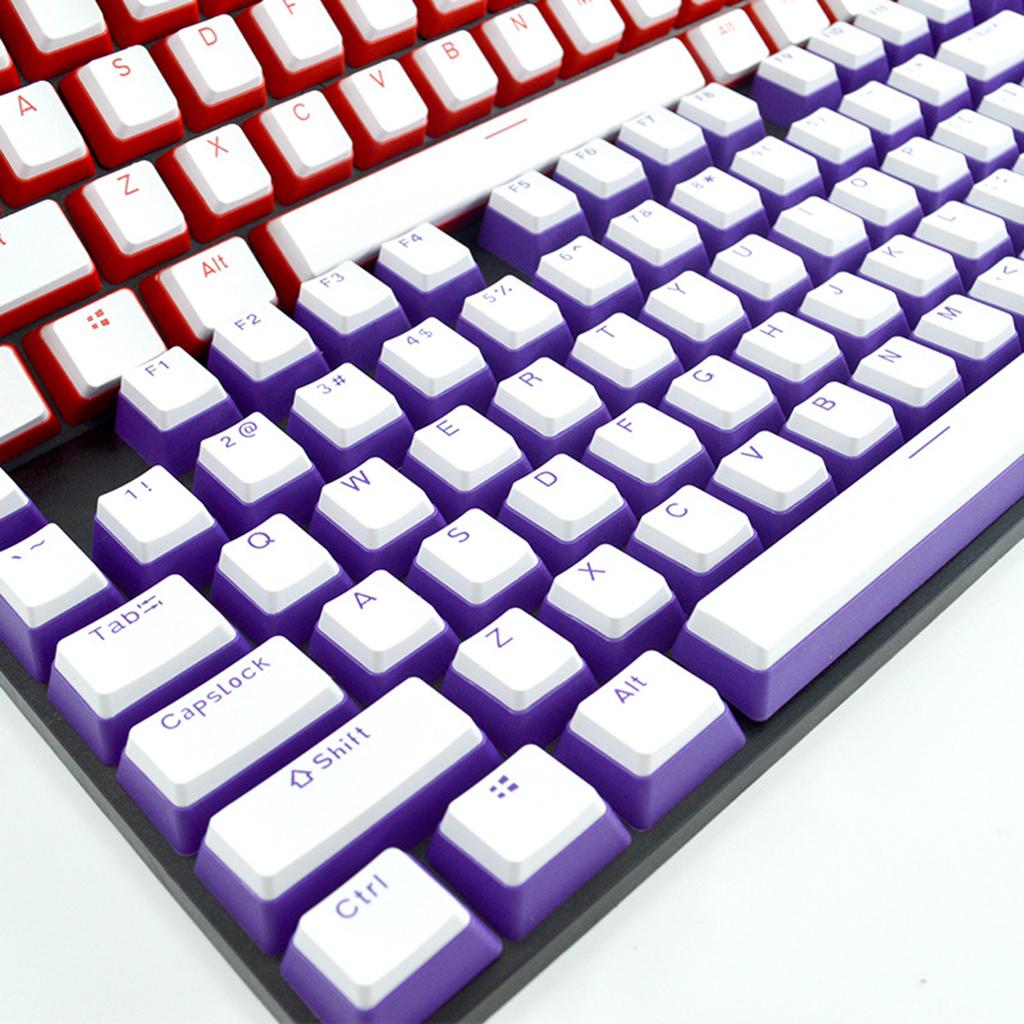 Pudding Keycaps Set 104Keys Doubleshot for Office Home Gaming Typing Purple