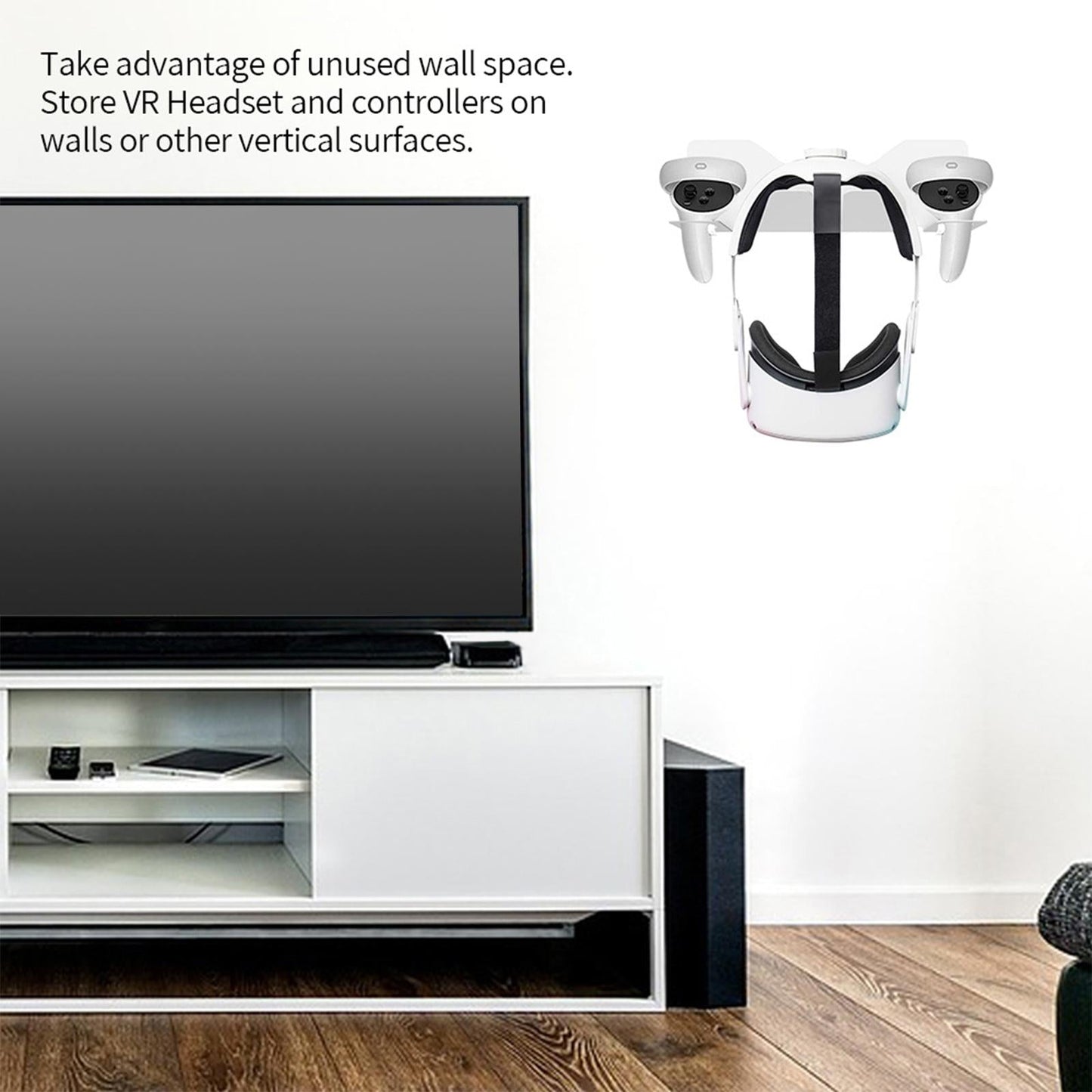 Durable VR Wall Mount Stand Holder Hanger Display Stand for Quest 2 White