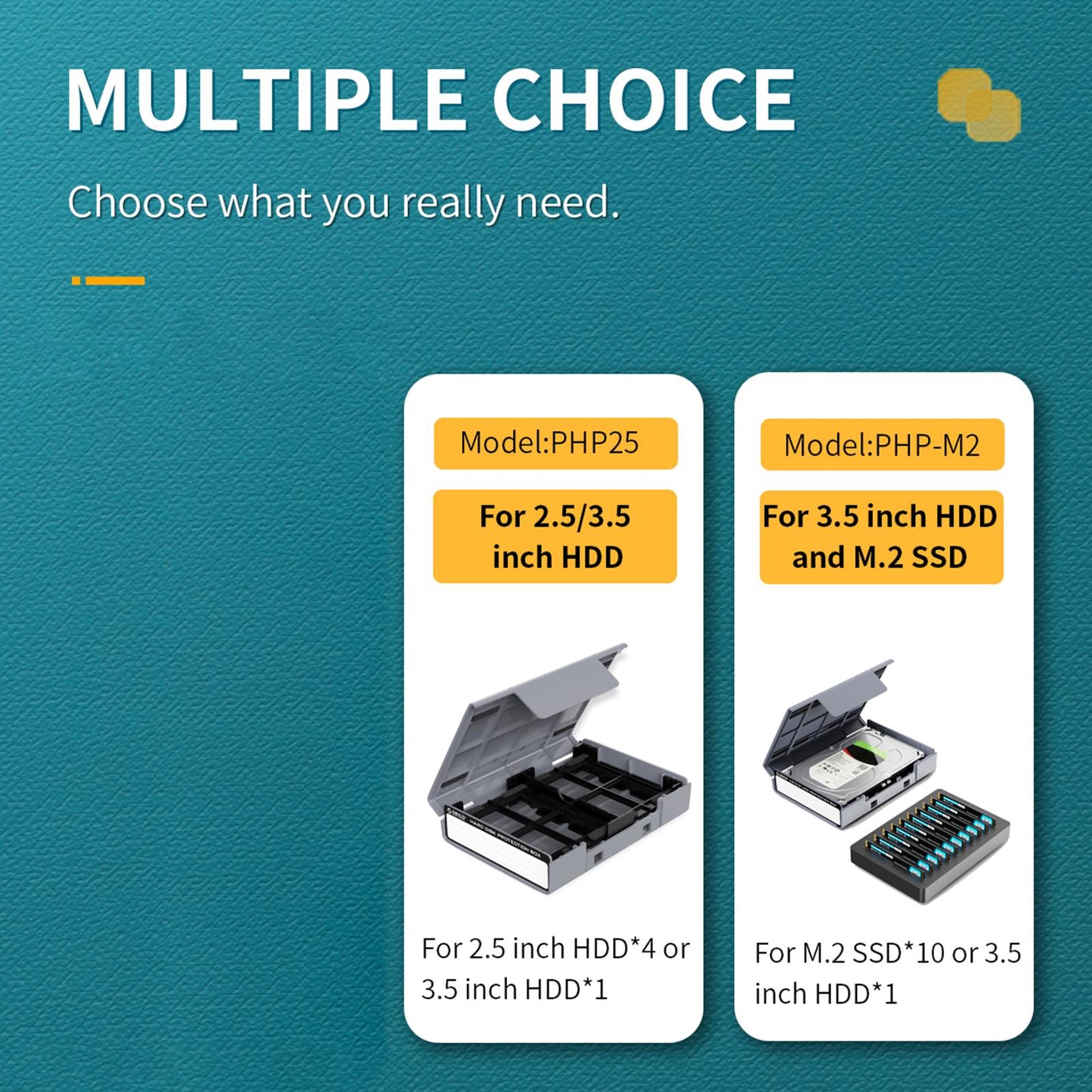 Hard Drive Case with Label Universal Portable for 3.5/3.5" Hard Drive Disk Orange"