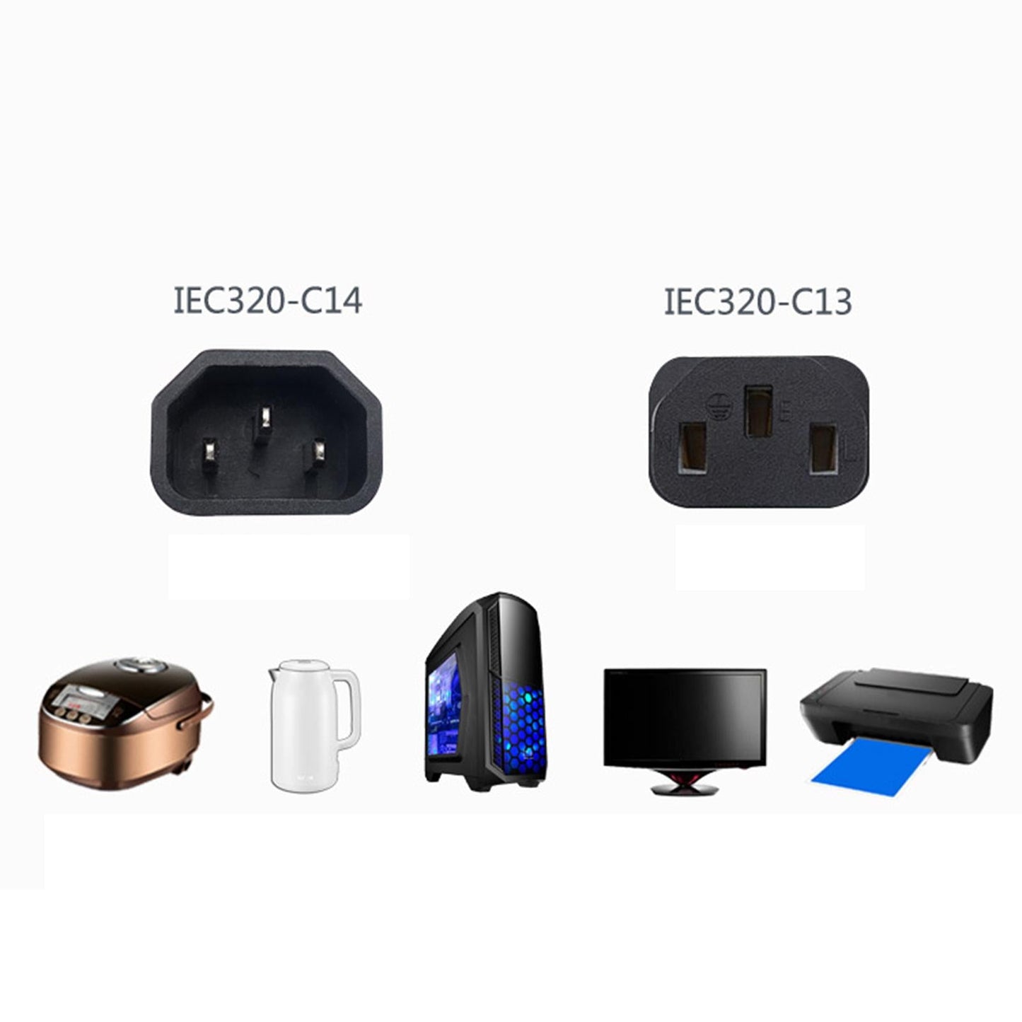 50cm IEC 320 C14 Male to 4X C13 Female Socket Y Splitter Cord Power Cord