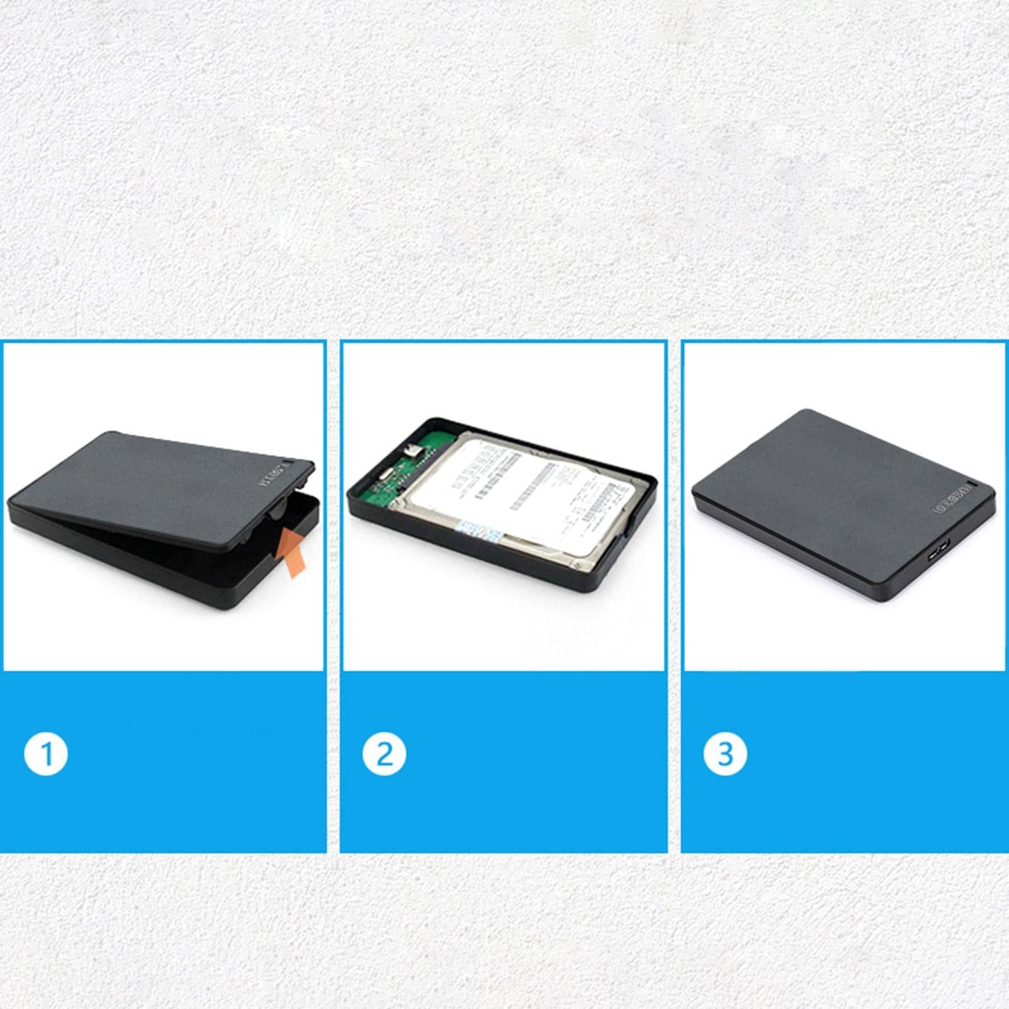 2.5 External Hard Drive Enclosure USB 3.0 Backward Portable 5Gbps for PC"