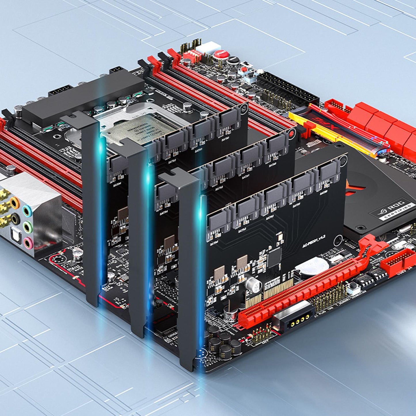 PCI Express to SATA 3.0 Adapter 6Gbps Self Powered for PC Desktop X4 5 Port