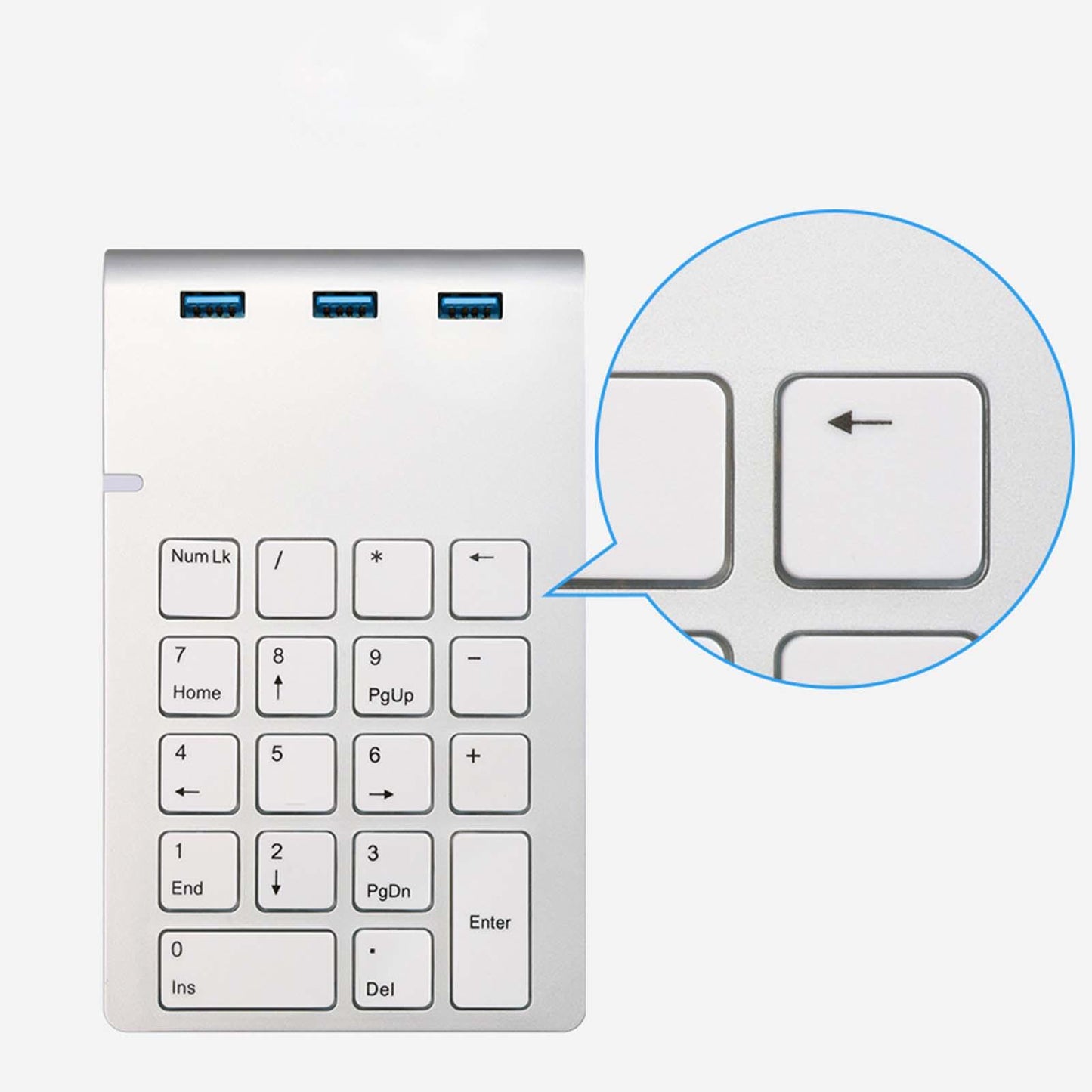 Ergonomic Wired USB Numeric Keypad 18 Full Size Keys for PC Notebook Desktop