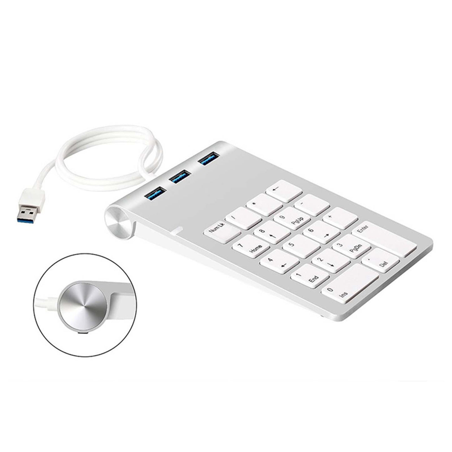 Ergonomic Wired USB Numeric Keypad 18 Full Size Keys for PC Notebook Desktop
