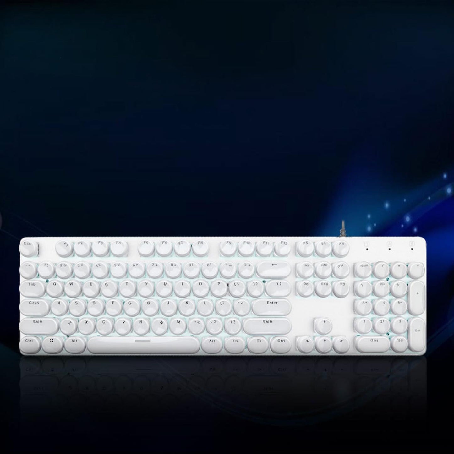 104Pcs Typewriter Keycaps Backlit Round Retro Style for Computer White