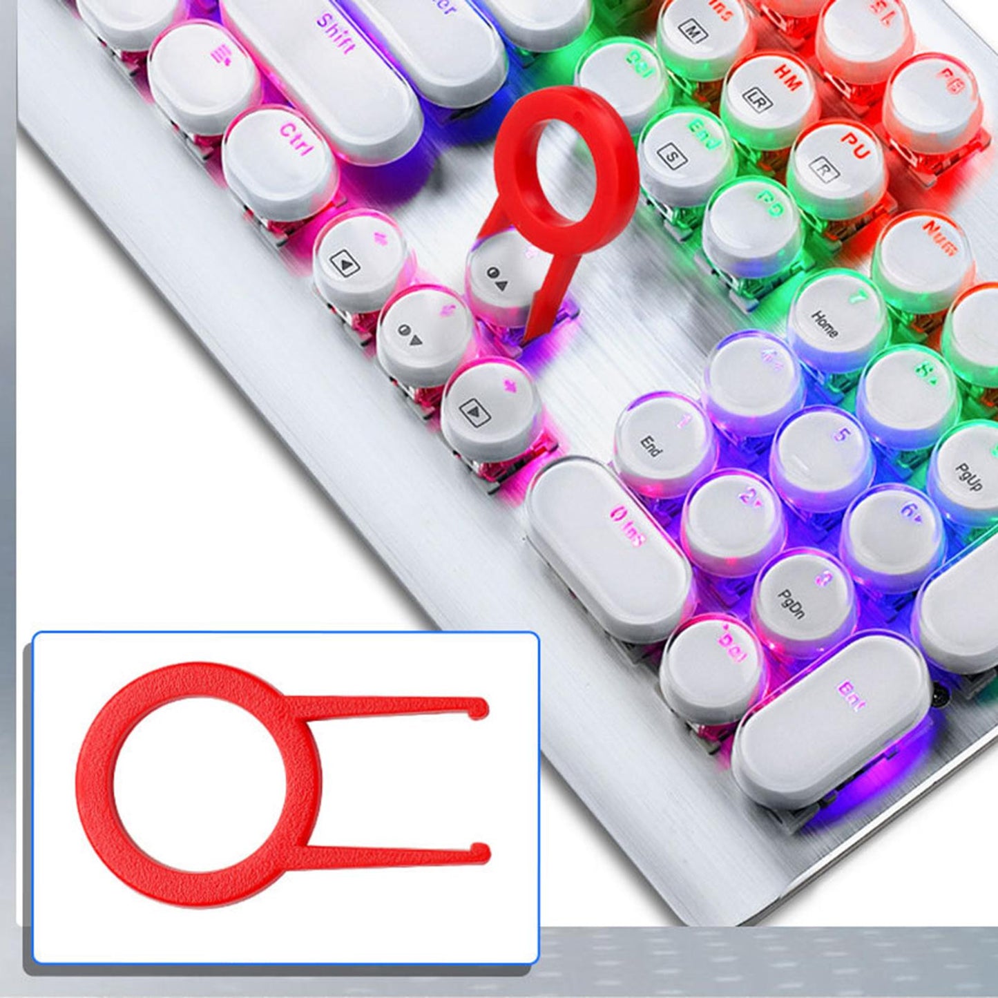 104Pcs Typewriter Keycaps Backlit Round Retro Style for Computer White