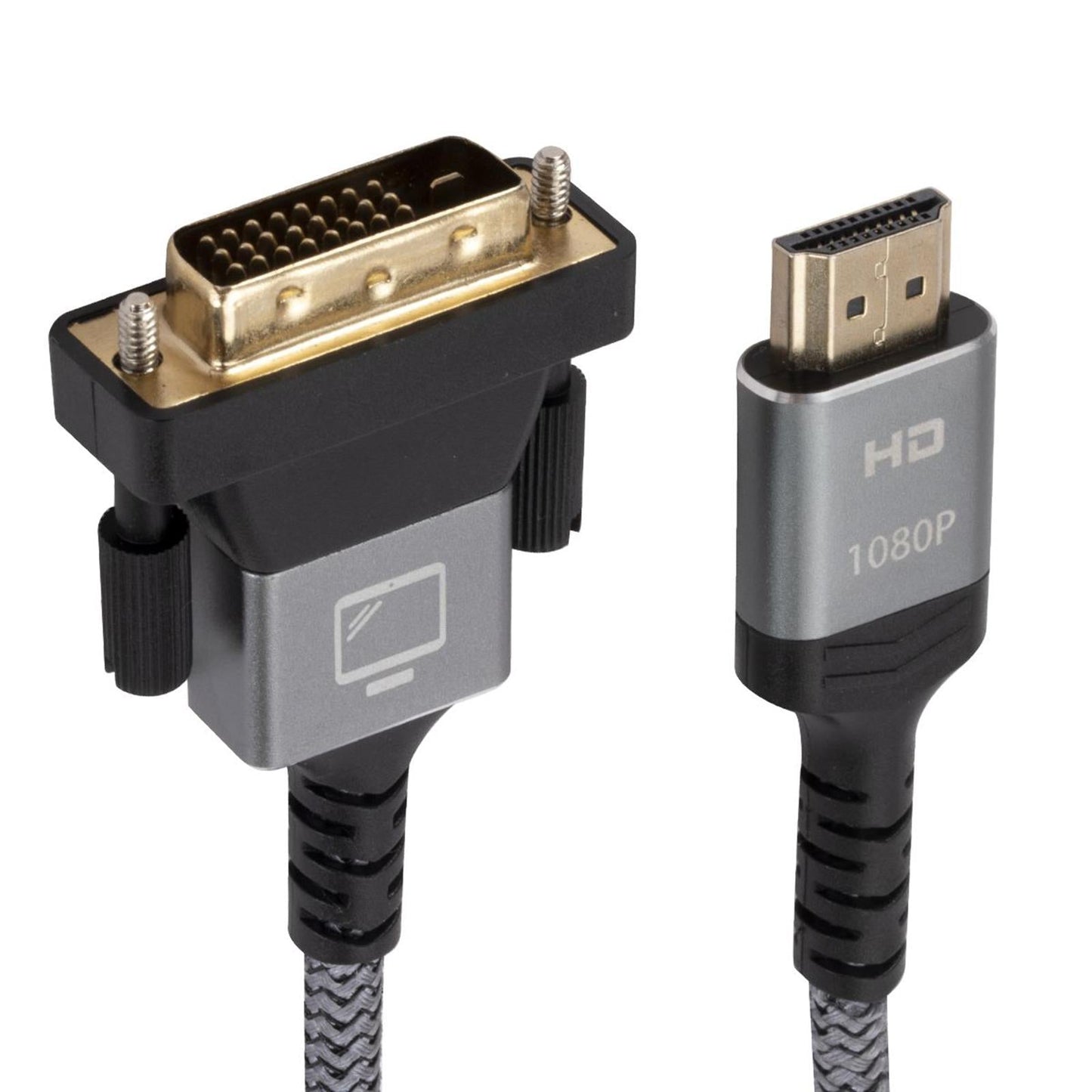 HDMI to DVI Cable DVI Male to HDMI Male Gold Plated for Desktop Display Gray 1m