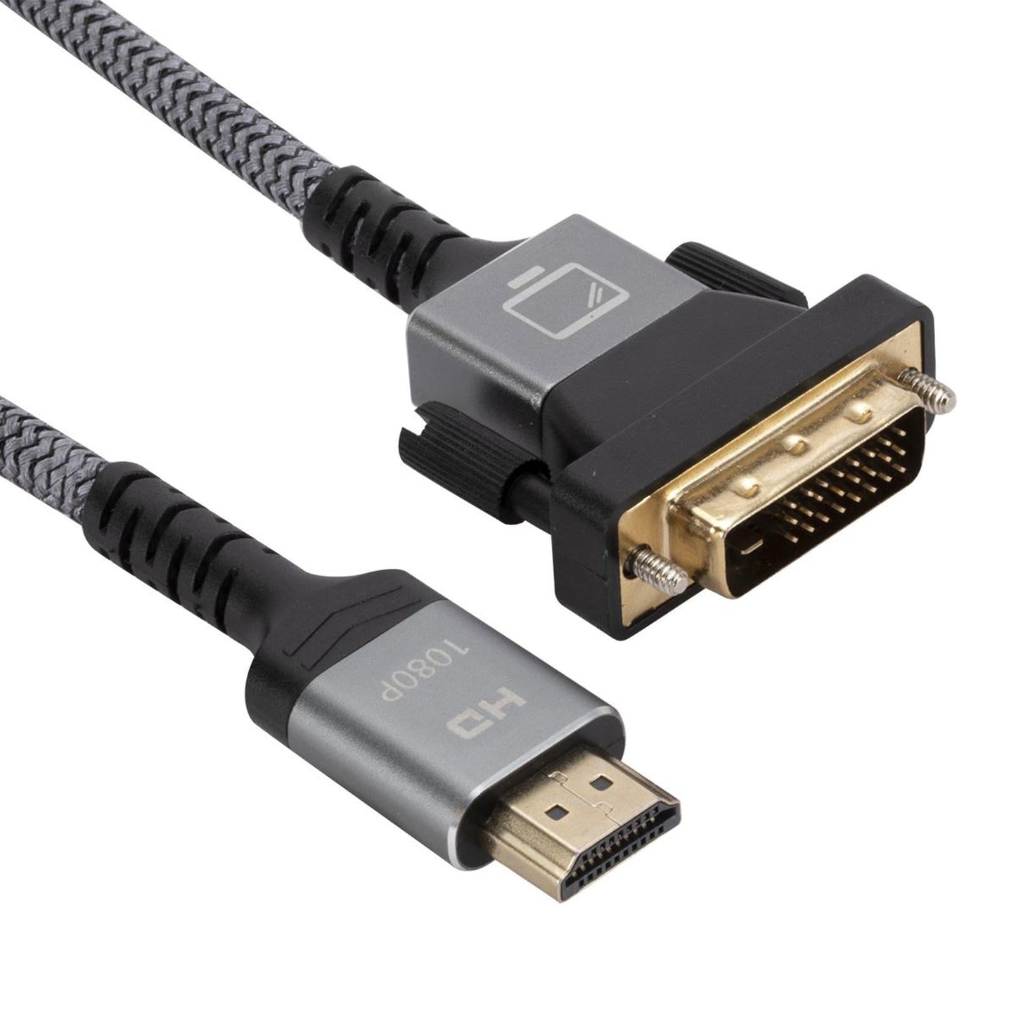 HDMI to DVI Cable DVI Male to HDMI Male Gold Plated for Desktop Display Gray 1m