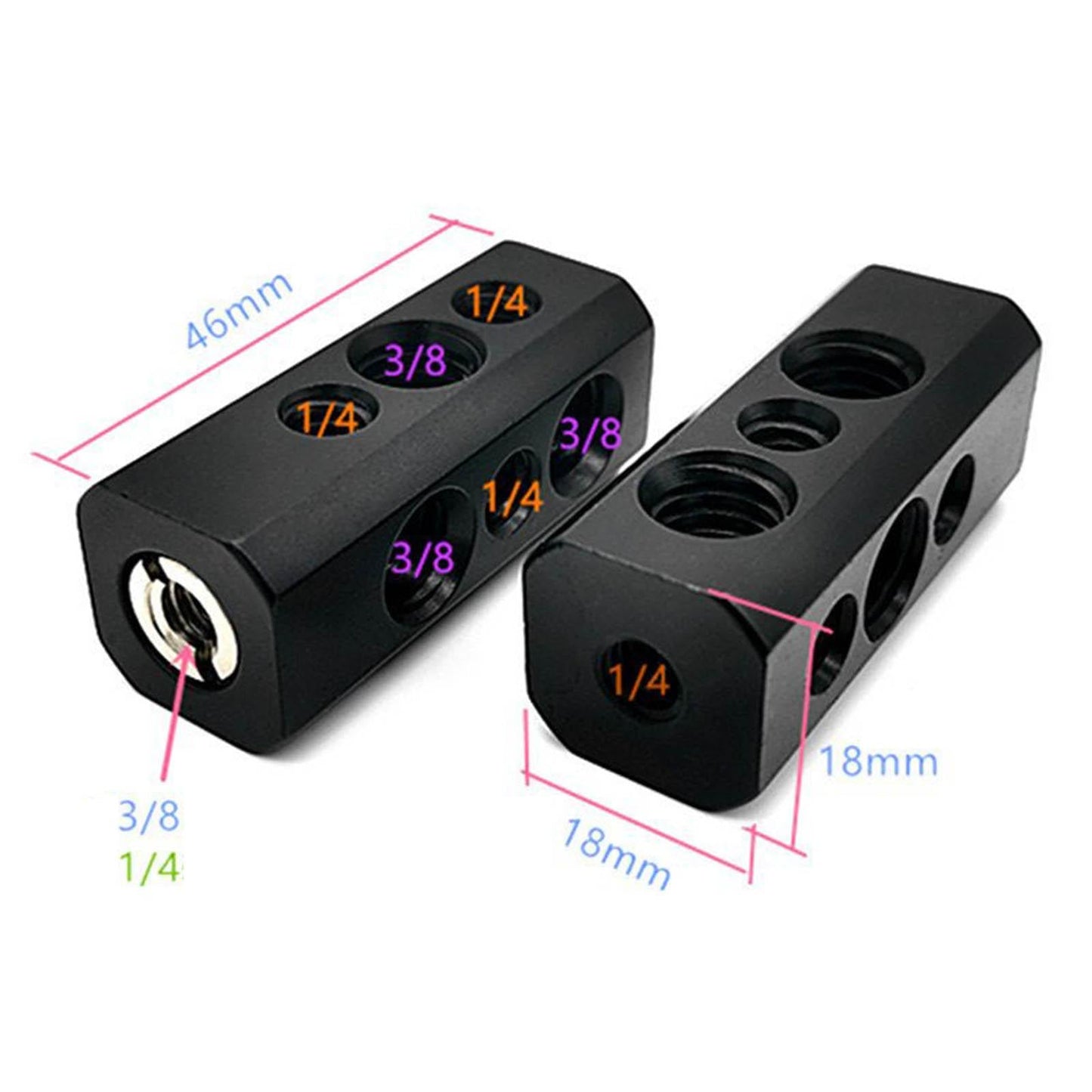 Hot Shoe Adaptor with 1/4 3/8" Threaded Holes Black for Follow Monitor"