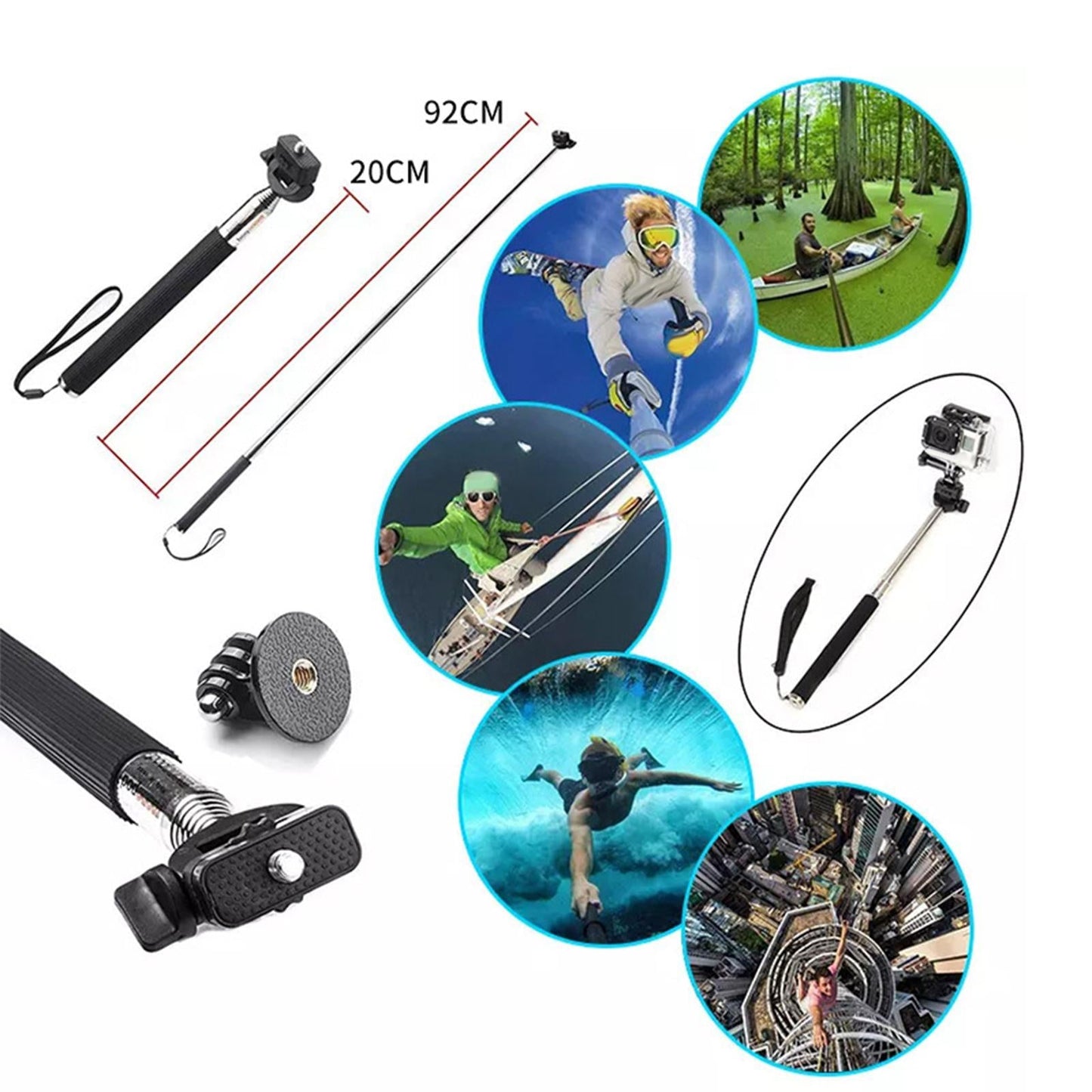 Action Camera Accessory Kit with Selfie Stick for Insta360 One Running