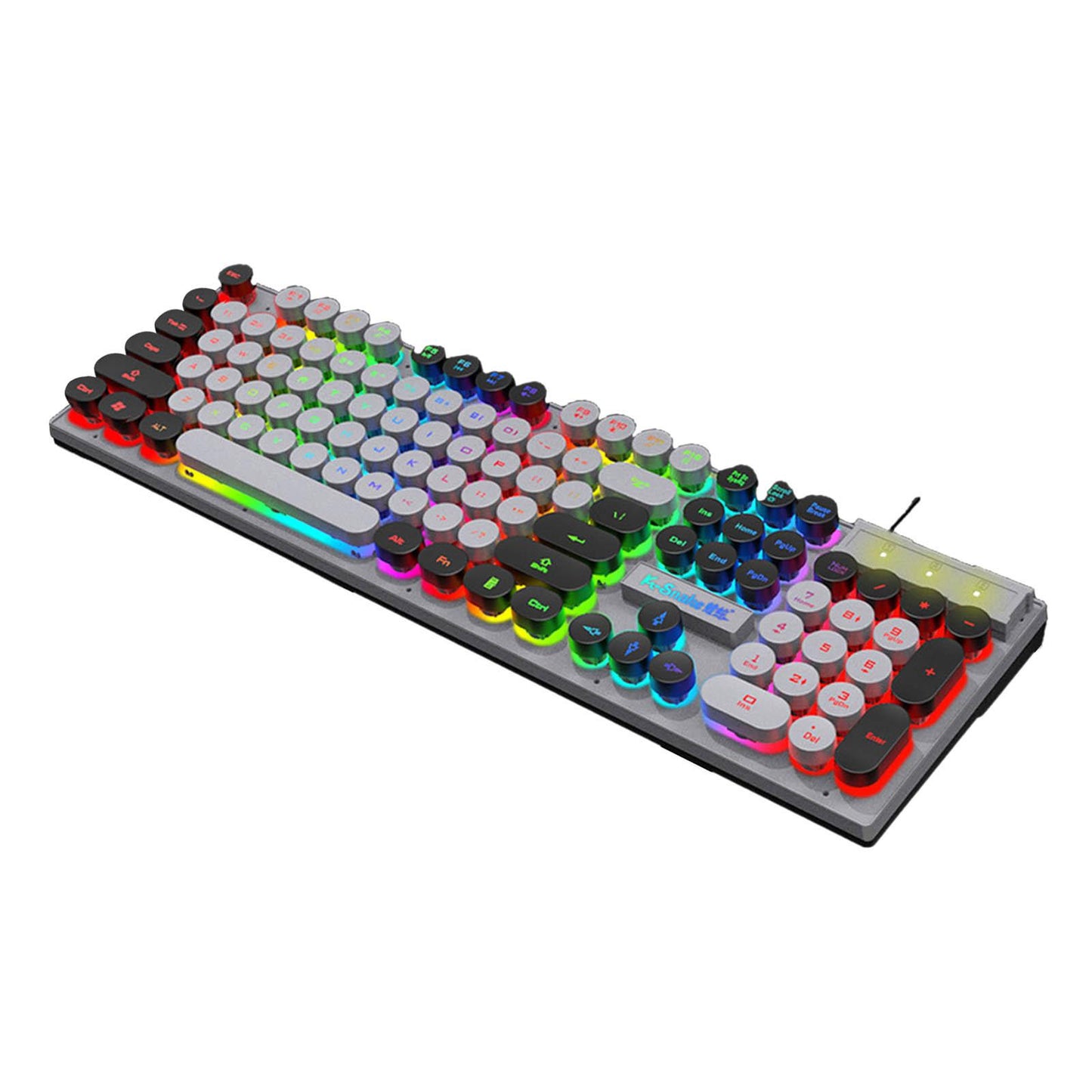 Gaming Keyboard 104 Keys Wired USB RGB LED Backlit for Computer Gray Black