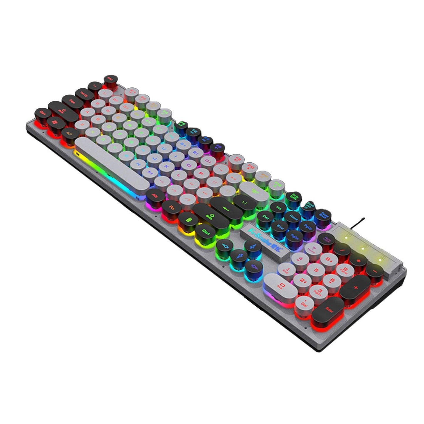 Gaming Keyboard 104 Keys Wired USB RGB LED Backlit for Computer Gray Black