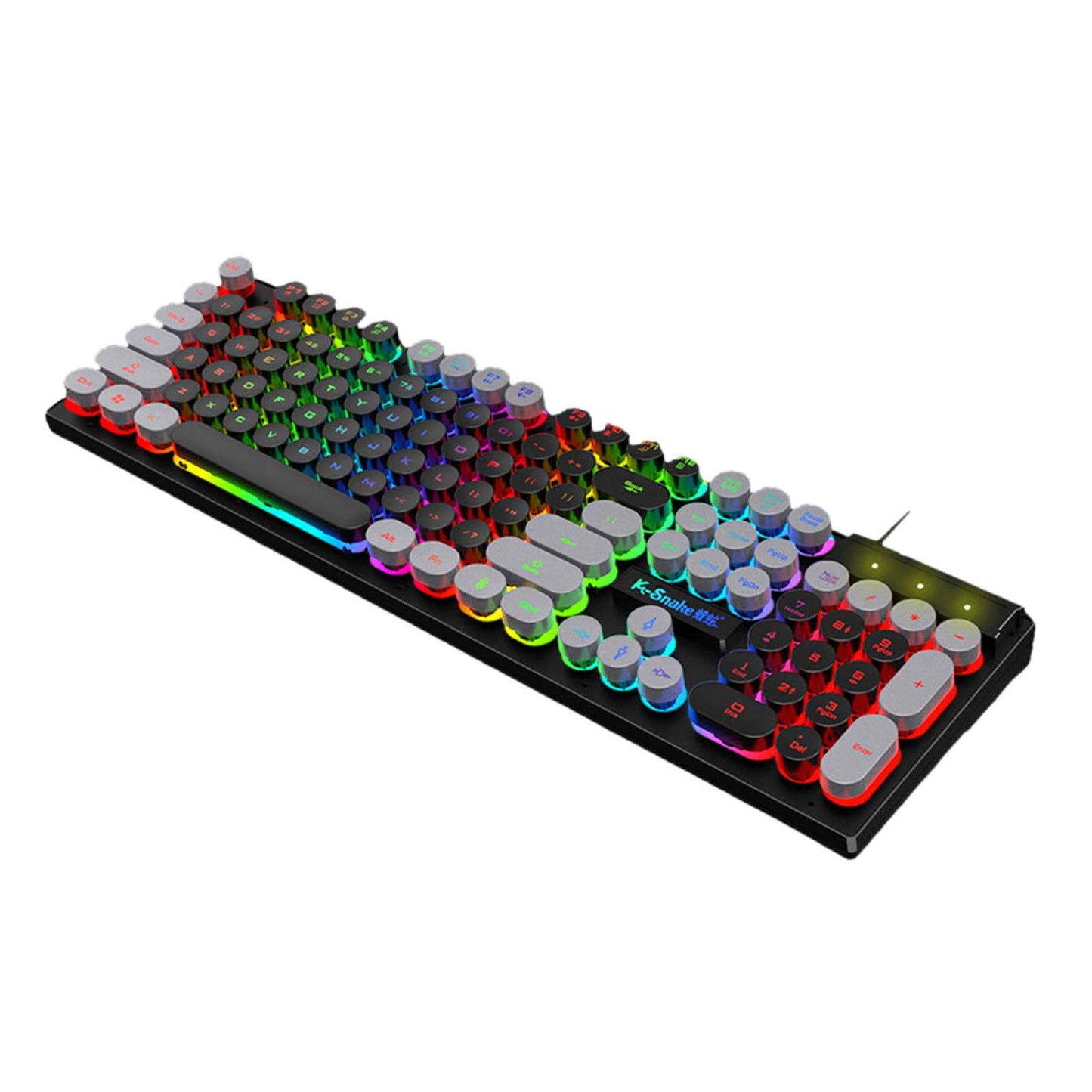 Gaming Keyboard 104 Keys Wired USB RGB LED Backlit for Computer Black Grey