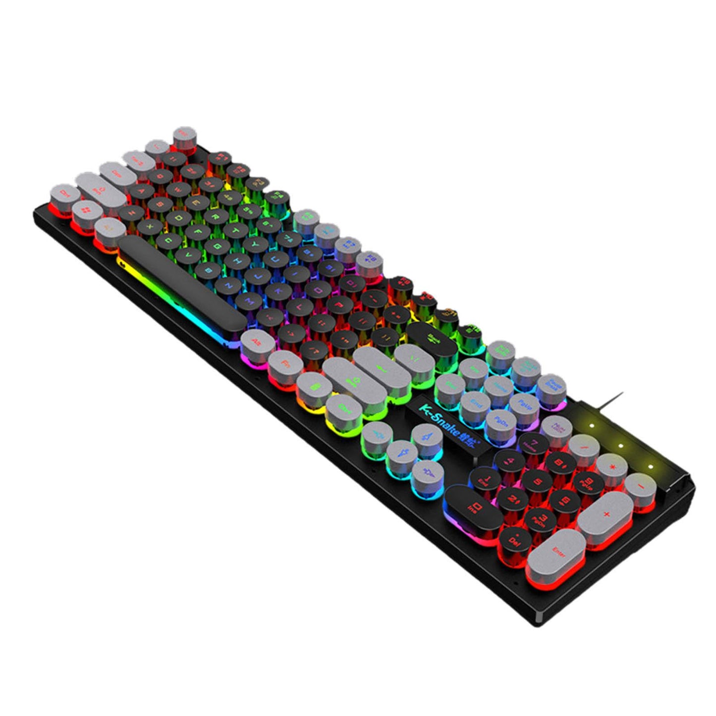 Gaming Keyboard 104 Keys Wired USB RGB LED Backlit for Computer Black Grey