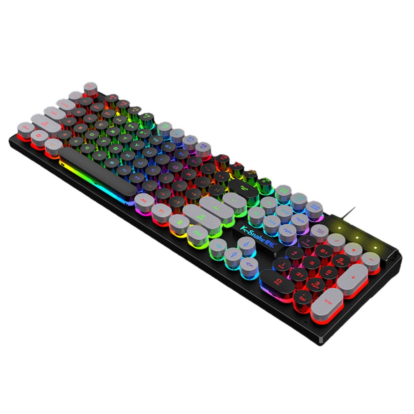 Gaming Keyboard 104 Keys Wired USB RGB LED Backlit for Computer Black Grey