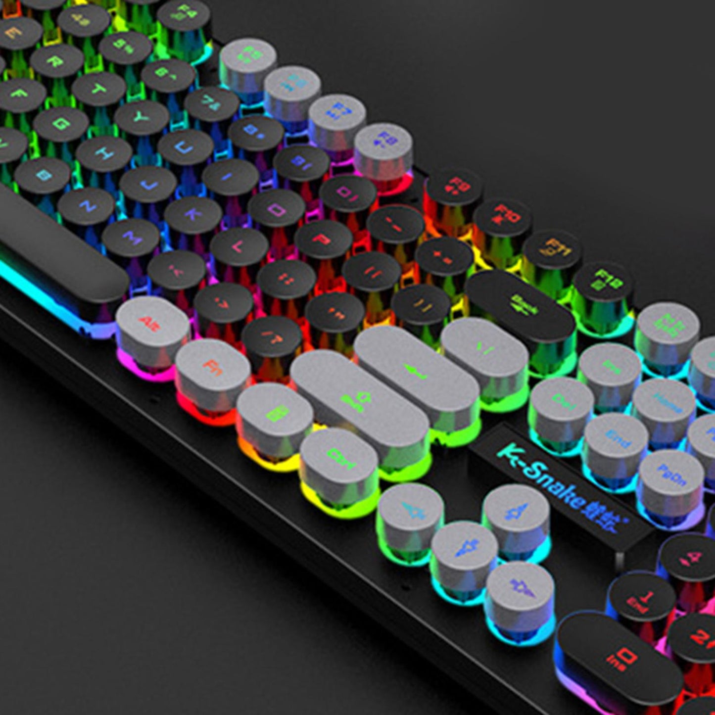 Gaming Keyboard 104 Keys Wired USB RGB LED Backlit for Computer Black Grey