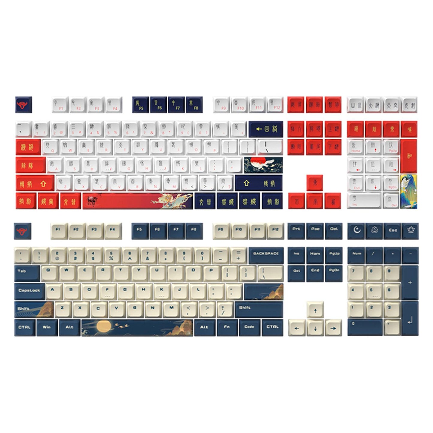 Kda Profile PBT Keycaps Kit for DIY Mechanical Gaming Keyboards Ancient Text