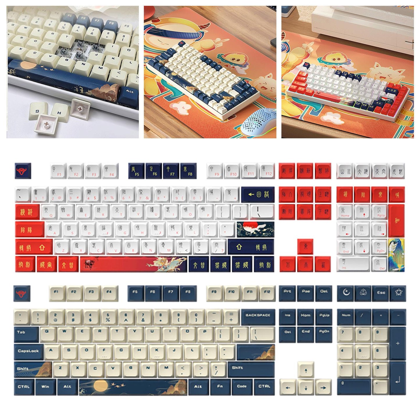 Kda Profile PBT Keycaps Kit for DIY Mechanical Gaming Keyboards Ancient Text