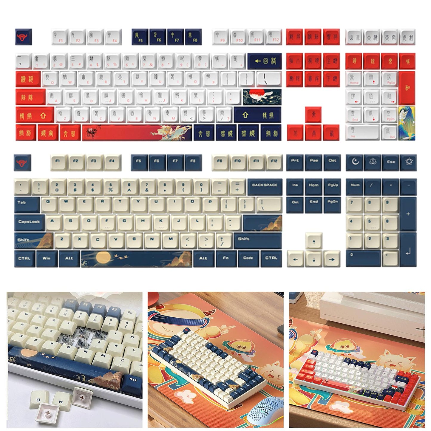 Kda Profile PBT Keycaps Kit for DIY Mechanical Gaming Keyboards Ancient Text