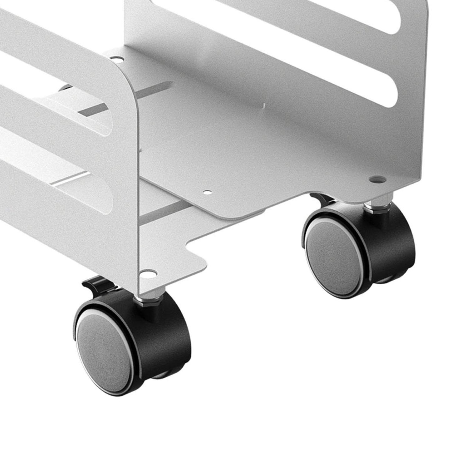 Computer Tower CPU Stand Holder with Rolling Caster Wheels for PC Case White