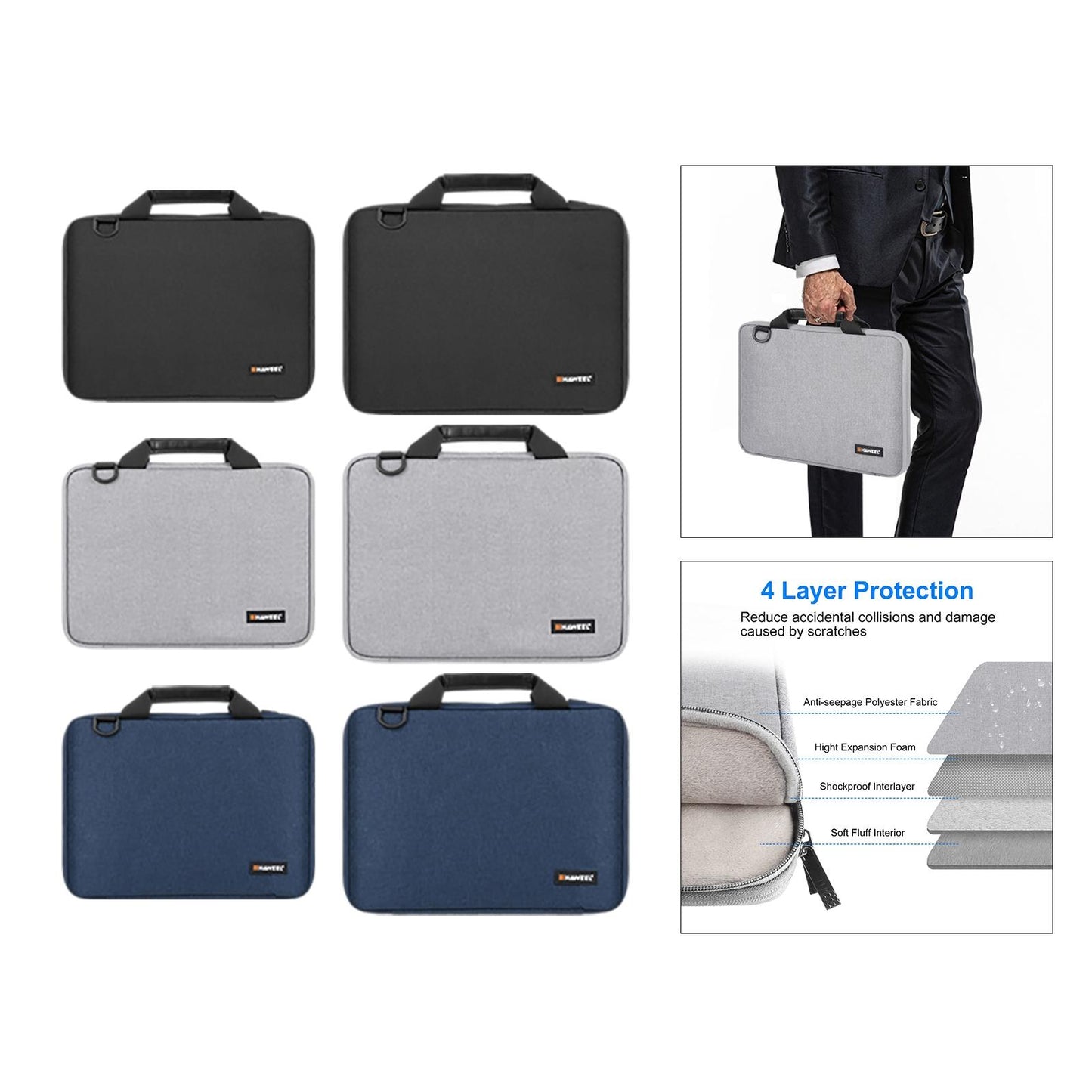 Laptop Sleeve Case Protective Bag Shoulder Messenger Bag Black 14to15in