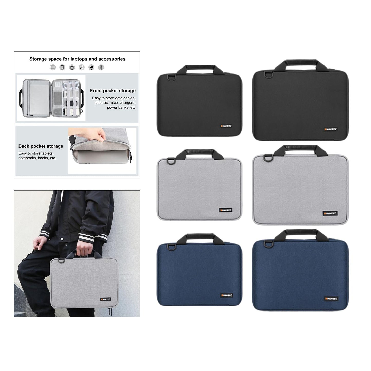 Laptop Sleeve Case Protective Bag Shoulder Messenger Bag Black 14to15in