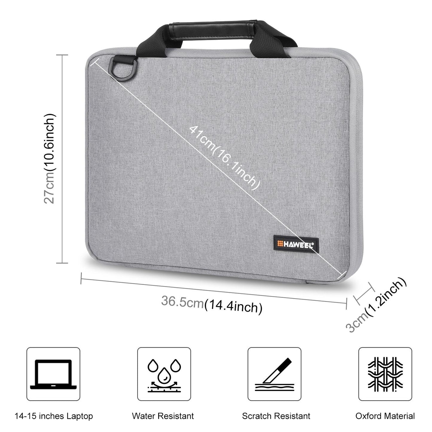 Laptop Sleeve Case Protective Bag Shoulder Messenger Bag Grey 14to15in
