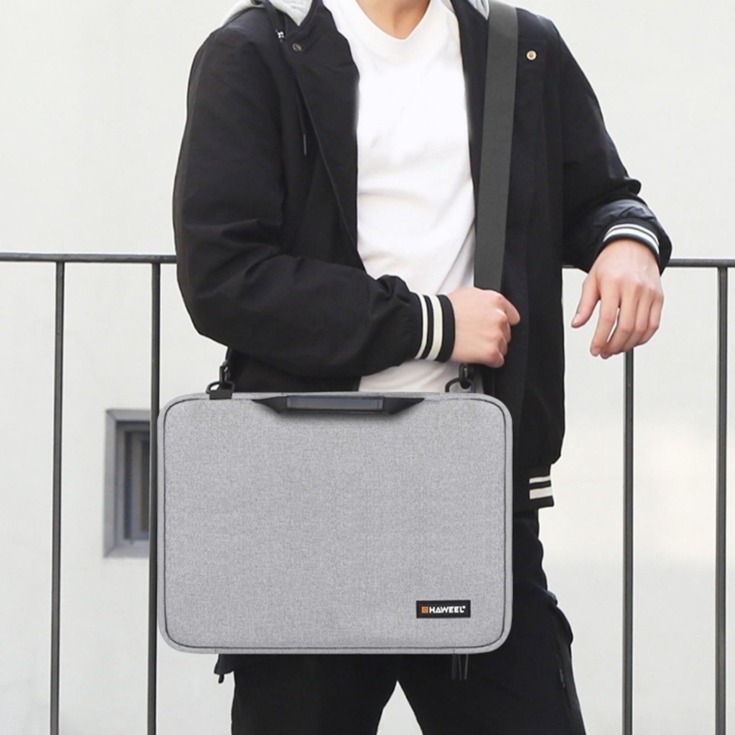 Laptop Sleeve Case Protective Bag Shoulder Messenger Bag Grey 14to15in