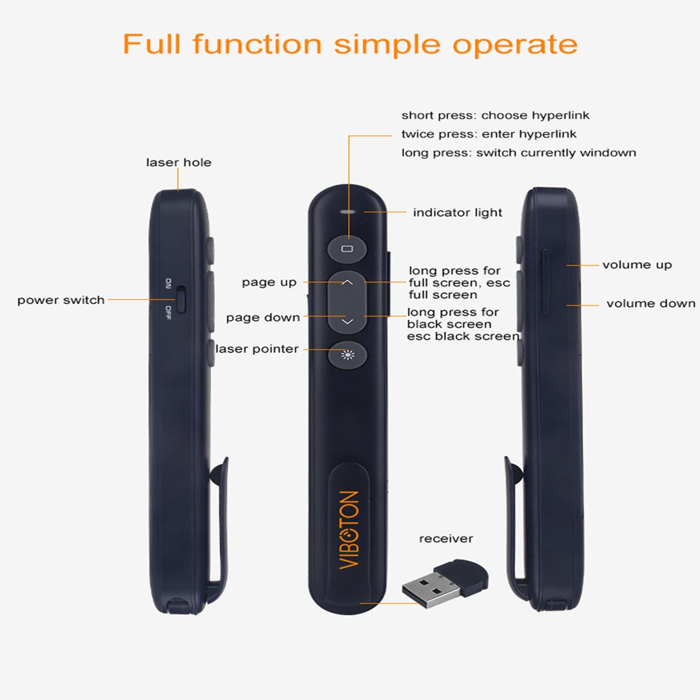 Laser Pointer PPT Flip Pen 2.4G Multimedia Wireless for Presentation