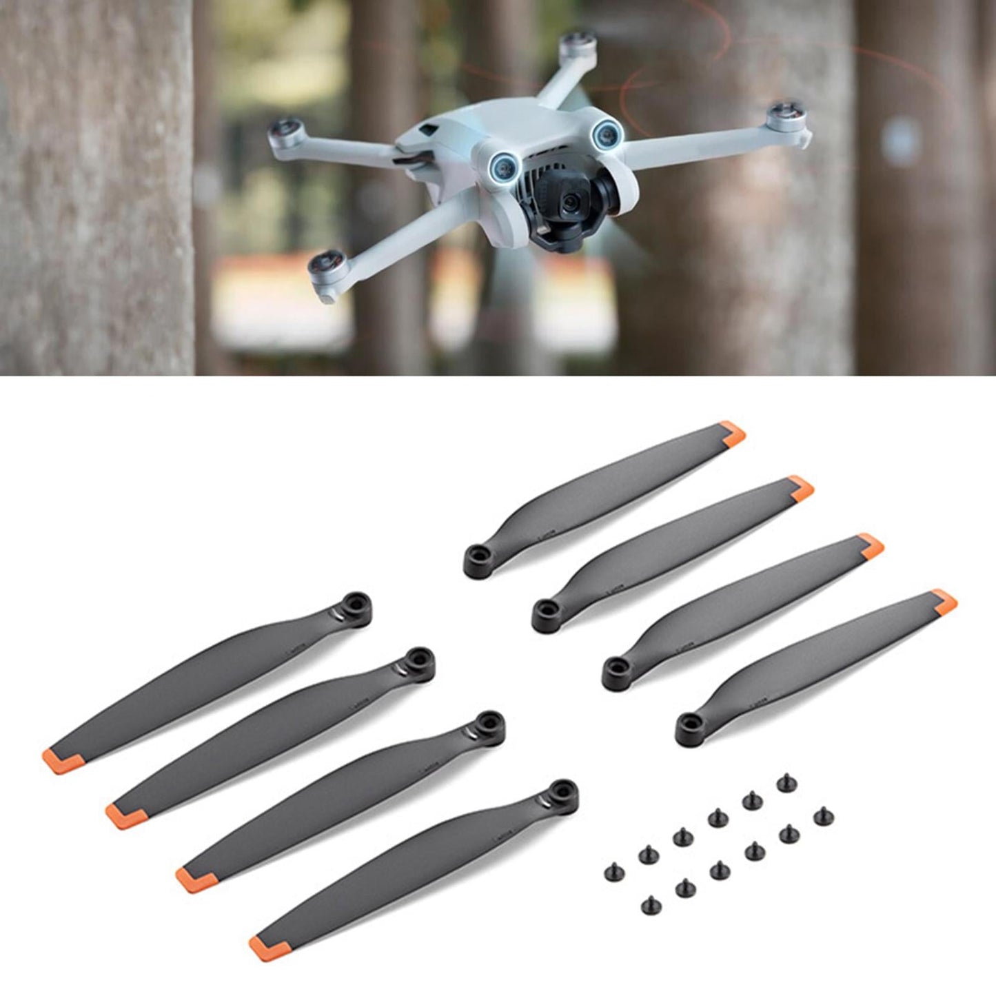2Pairs Spare Propellers Airscrew Blades Orange Edge for DJI Mini 3 Pro Drone