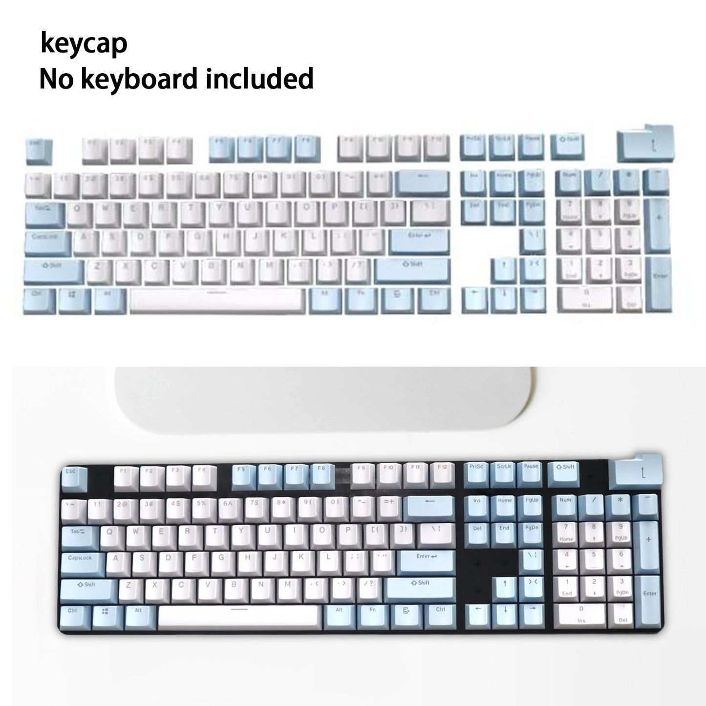 104x Mechanical Keyboard Keycaps Backlight Blue White Light Transmitting
