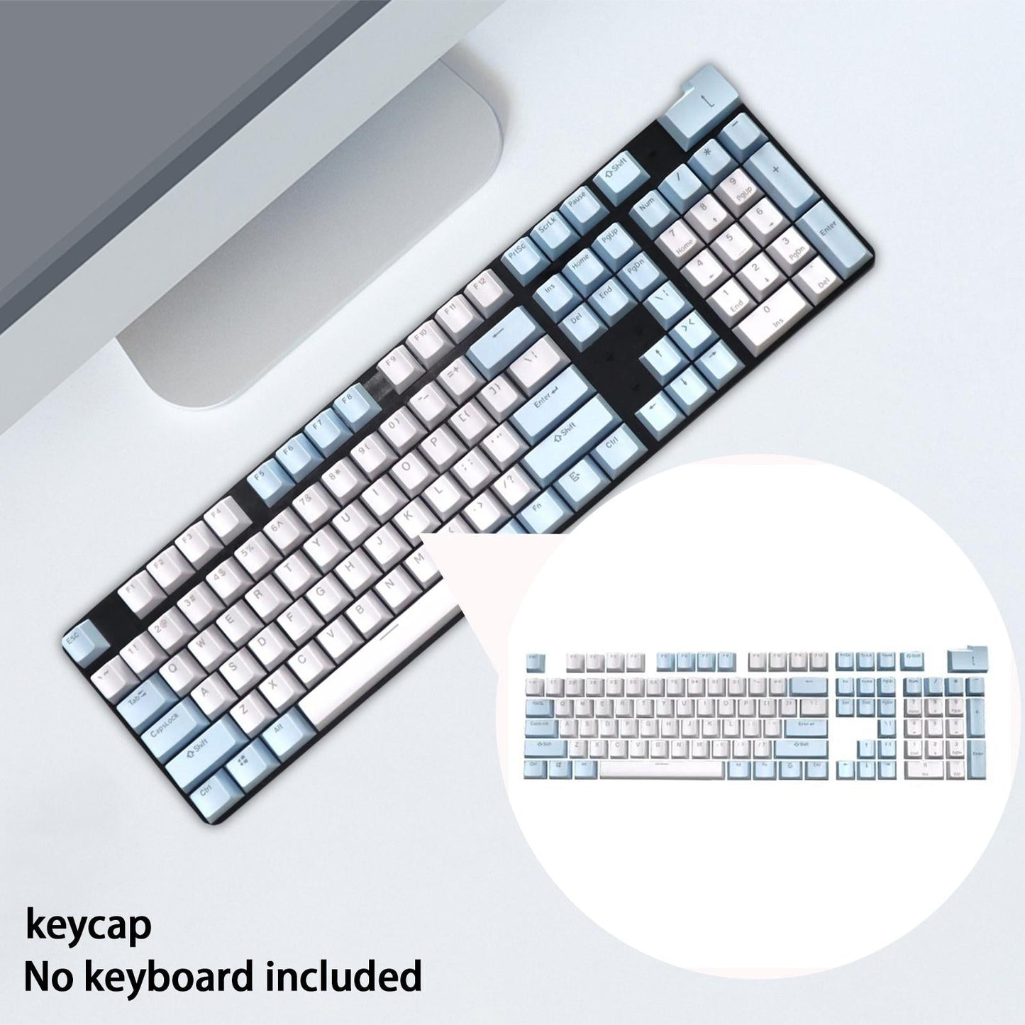 104x Mechanical Keyboard Keycaps Backlight Blue White Light Transmitting