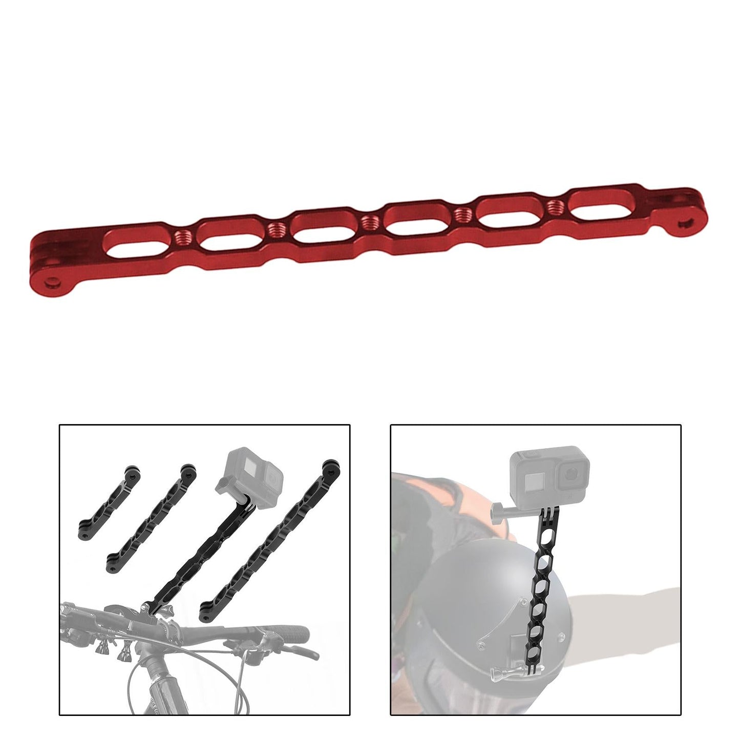 Aluminum Extension Arm Mount for 10/9/8/7 for Insta 360 One x and More 220mm Red