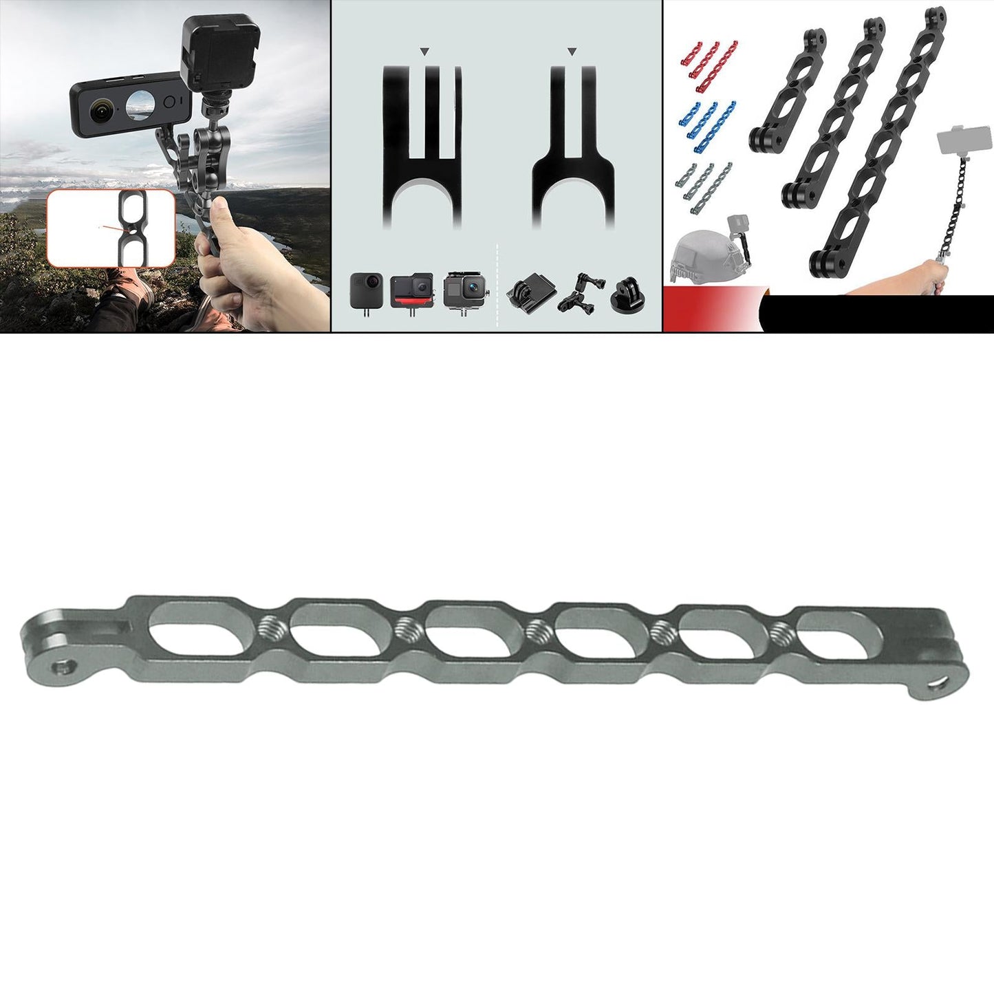 Aluminum Extension Arm Mount for 10/9/8/7 for Insta 360 One x and More 220mm Black