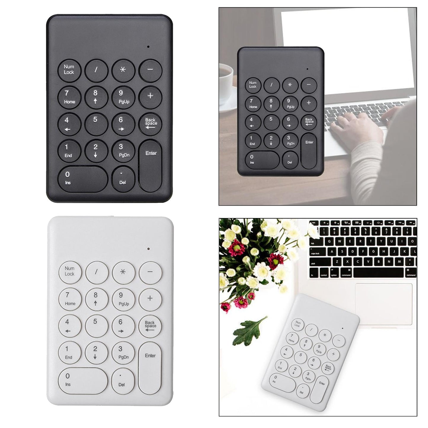 Portable 18 Keys 2.4G Wireless Numeric Keypad Number Numpad for PC White