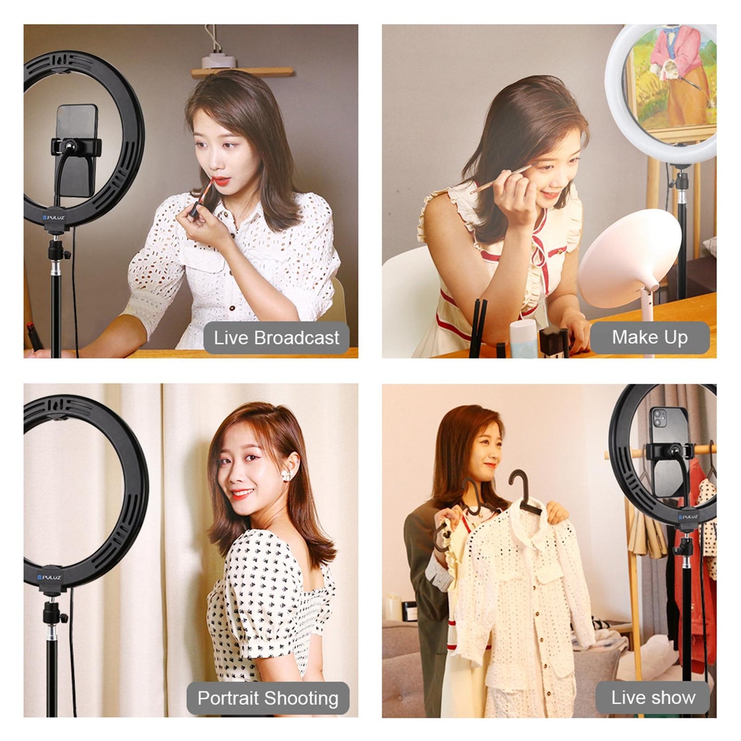 LED Ring Light 1%-100% Dimming Range Dimmable for Video Recording Selfie 26cm