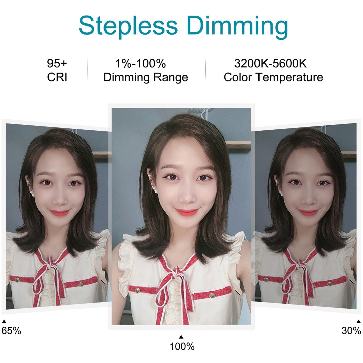 LED Ring Light 1%-100% Dimming Range Dimmable for Video Recording Selfie 26cm