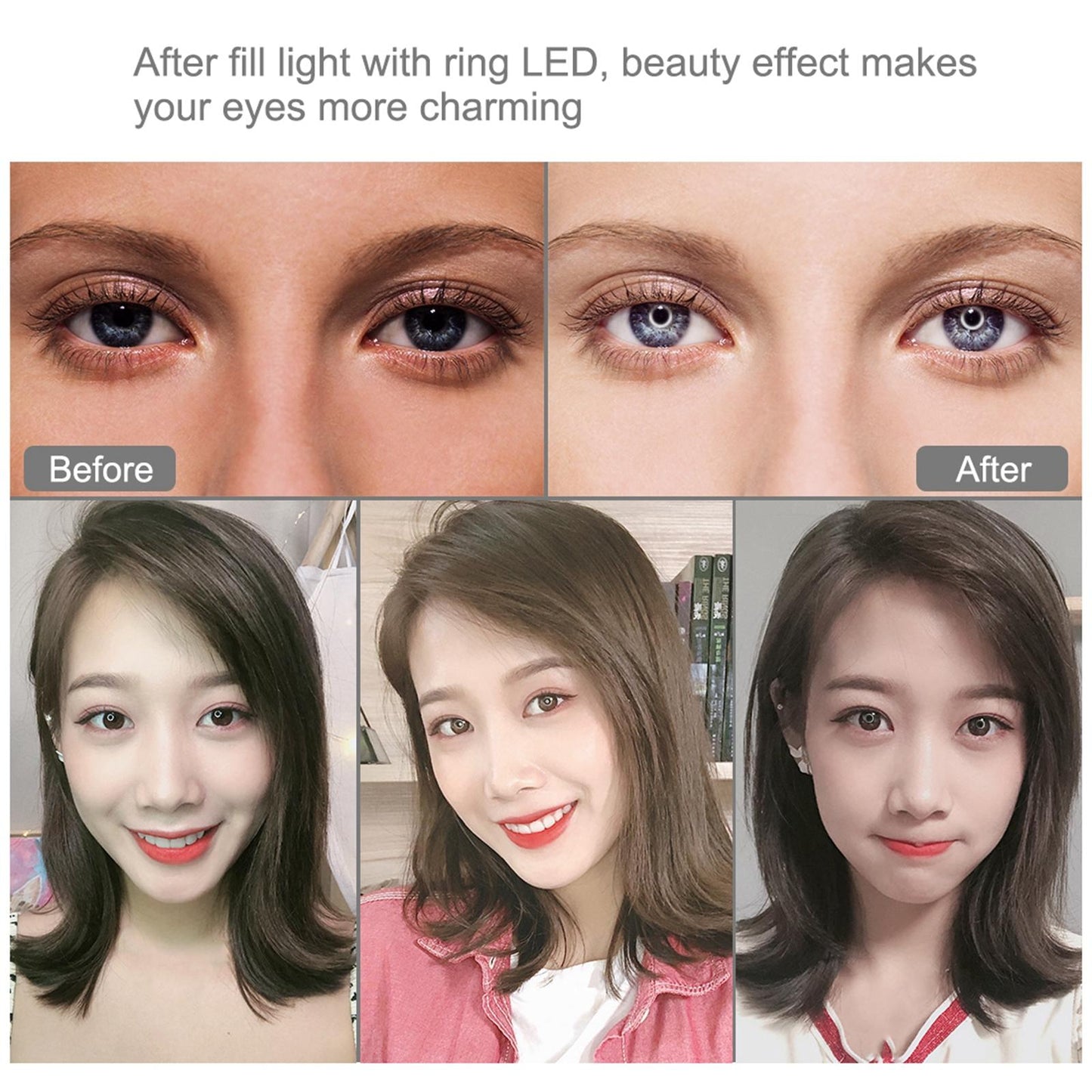LED Ring Light 1%-100% Dimming Range Dimmable for Video Recording Selfie 30cm