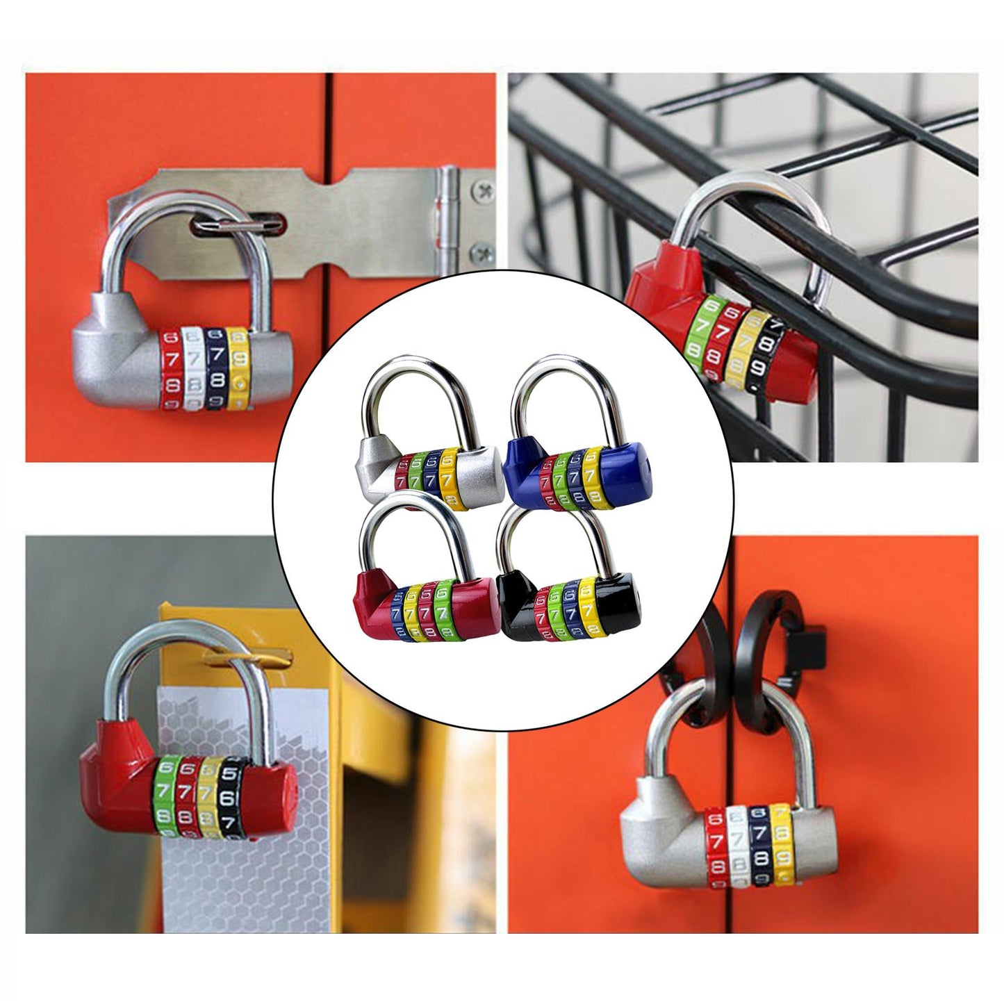 Waterproof 4 Digit Combination Safe Padlock Number Lock Gym Locker Silver