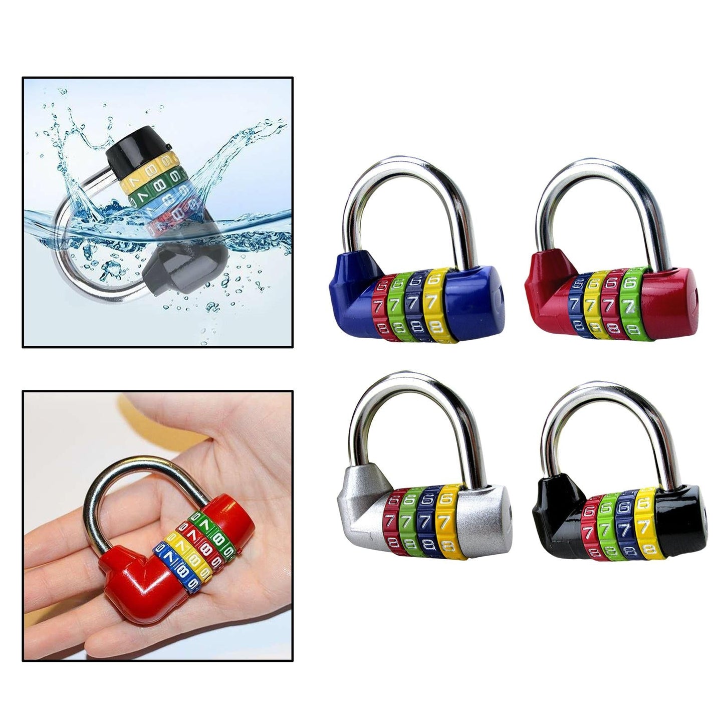 Waterproof 4 Digit Combination Safe Padlock Number Lock Gym Locker Silver